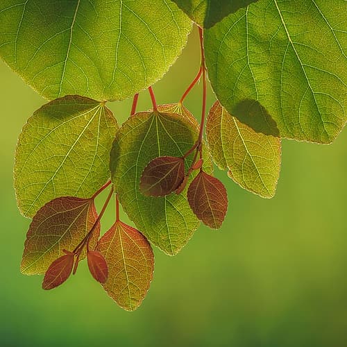 USA-Washington State-Seabeck Close-up of katsura tree leaves in spring Nature Print